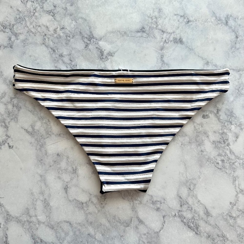 Anine Bing Black Striped Reversible Bikini Bottom - Picture 4 of 14